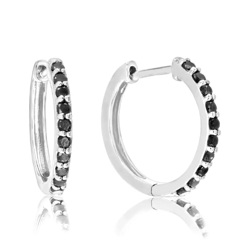 Clearance Sale On High-End Jewelry Collections 1/2 cttw Black Diamond Hoop Earrings .925 Sterling Silver Round Prong 3/4 Inch Clearance Sale On High-End Jewelry Collections 1/2 cttw Black Diamond Hoop Earrings .925 Sterling Silver Round Prong 3/4 Inch