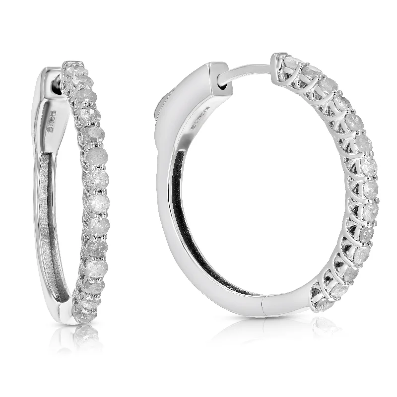 Shop Dazzling Jewelry With Special Promotional Discounts 1/2 cttw Diamond Hoop Earrings .925 Sterling Silver 32 Stones Dangle 3/4 Inch Shop Dazzling Jewelry With Special Promotional Discounts 1/2 cttw Diamond Hoop Earrings .925 Sterling Silver 32 Stones Dangle 3/4 Inch