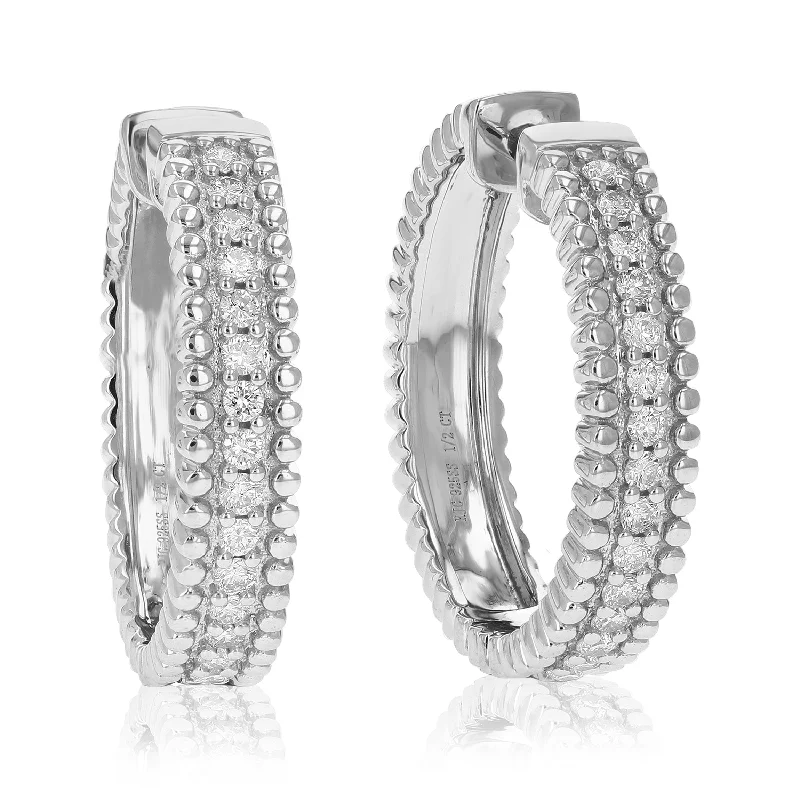 Get The Best Deals On Timeless Jewelry Pieces 1/2 cttw Round Cut Lab Grown Diamond Hoop Earrings in .925 Sterling Silver Prong Set 3/4 Inch Get The Best Deals On Timeless Jewelry Pieces 1/2 cttw Round Cut Lab Grown Diamond Hoop Earrings in .925 Sterling Silver Prong Set 3/4 Inch