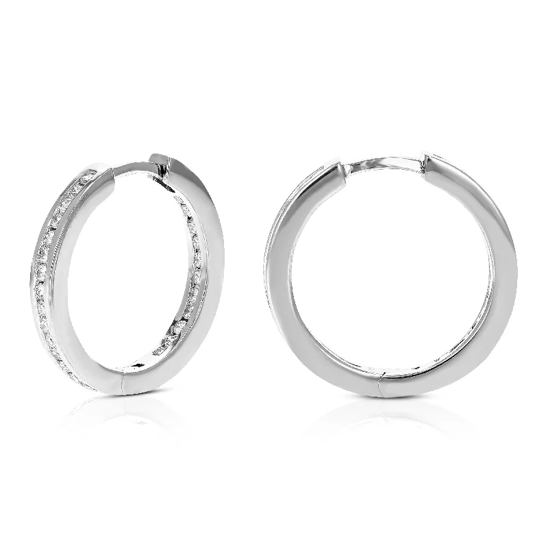 Jewelry Sale – Exclusive Styles At Lower Prices 1/2 cttw Round Lab Grown Diamond Hoop Earrings Beautiful Channel Setting on .925 Sterling Silver 3/4 Inch Jewelry Sale – Exclusive Styles At Lower Prices 1/2 cttw Round Lab Grown Diamond Hoop Earrings Beautiful Channel Setting on .925 Sterling Silver 3/4 Inch