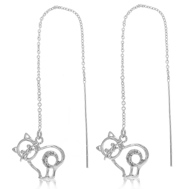 Handcrafted Jewelry Sale – Unique Designs At Low Prices 1/20 cttw Diamond Dangle Threader Earrings Brass With Rhodium Plating Cat Handcrafted Jewelry Sale – Unique Designs At Low Prices 1/20 cttw Diamond Dangle Threader Earrings Brass With Rhodium Plating Cat