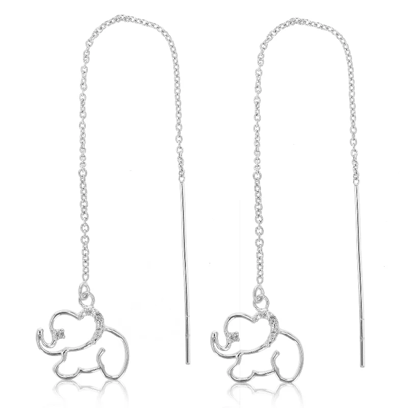Luxury Jewelry At Unbeatable Discounts 1/20 cttw Diamond Dangle Threader Earrings Brass With Rhodium Plating Elephant Luxury Jewelry At Unbeatable Discounts 1/20 cttw Diamond Dangle Threader Earrings Brass With Rhodium Plating Elephant