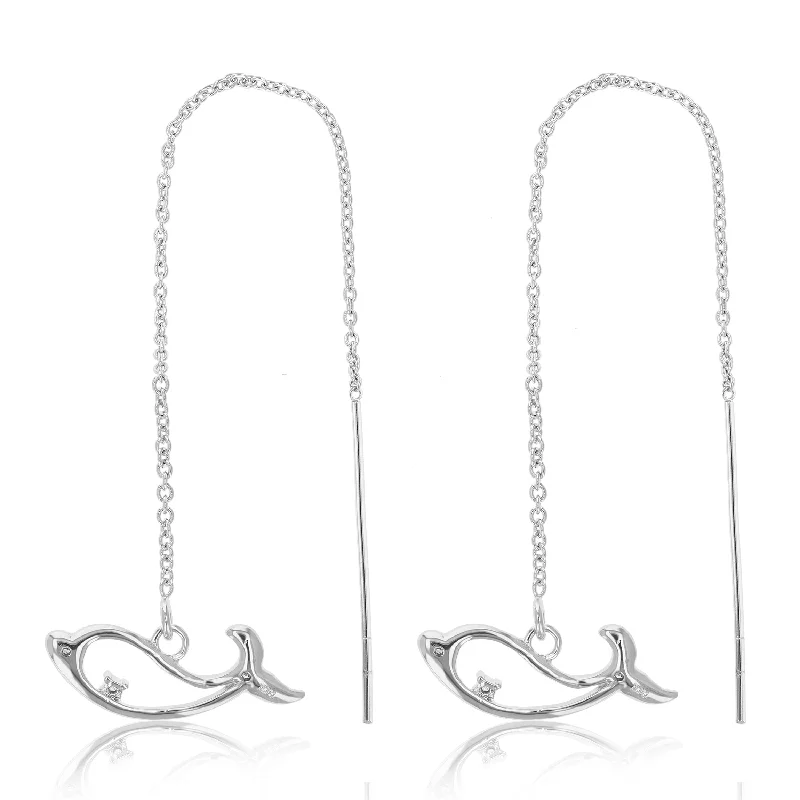 Limited-Time Offer On Elegant Jewelry Pieces 1/20 cttw Diamond Dangle Threader Earrings Brass With Rhodium Plating Whale Limited-Time Offer On Elegant Jewelry Pieces 1/20 cttw Diamond Dangle Threader Earrings Brass With Rhodium Plating Whale