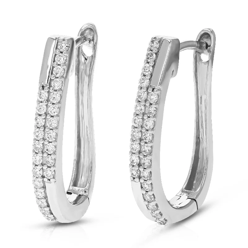 Unique Jewelry Designs Now At Discounted Rates 1/3 cttw Round Lab Grown Diamond Hoop Earrings in .925 Sterling Silver Prong Set 3/4 Inch Unique Jewelry Designs Now At Discounted Rates 1/3 cttw Round Lab Grown Diamond Hoop Earrings in .925 Sterling Silver Prong Set 3/4 Inch