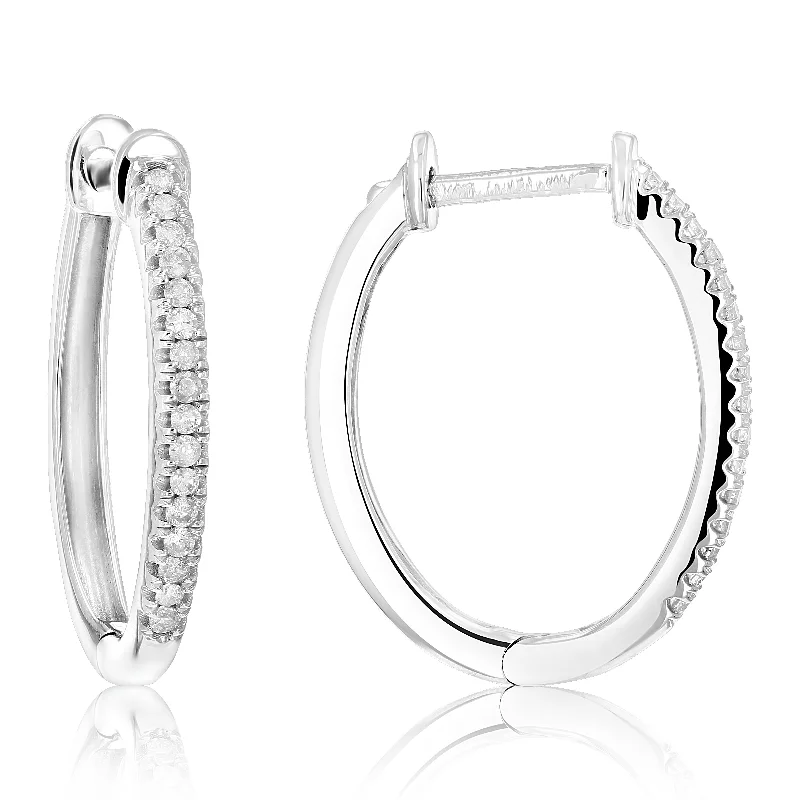 Exclusive Jewelry Bundles At Discounted Rates 1/4 cttw Diamond Hoop Earrings .925 Sterling Silver 30 Stones Prong Set 3/4 Inch Exclusive Jewelry Bundles At Discounted Rates 1/4 cttw Diamond Hoop Earrings .925 Sterling Silver 30 Stones Prong Set 3/4 Inch