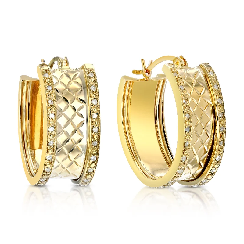 Exclusive Jewelry Offers – Sparkle For Less 1/4 cttw Diamond Hoop Earrings Yellow Gold Plated over .925 Silver 1 Inch Design Exclusive Jewelry Offers – Sparkle For Less 1/4 cttw Diamond Hoop Earrings Yellow Gold Plated over .925 Silver 1 Inch Design