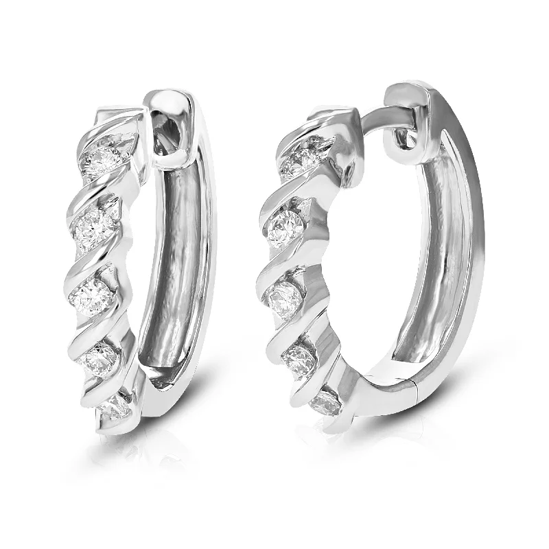 Get Ready To Sparkle – Special Jewelry Discounts 1/4 cttw Round Lab Grown Diamond Hoop Earrings .925 Sterling Silver Channel Set 2/3 Inch Get Ready To Sparkle – Special Jewelry Discounts 1/4 cttw Round Lab Grown Diamond Hoop Earrings .925 Sterling Silver Channel Set 2/3 Inch