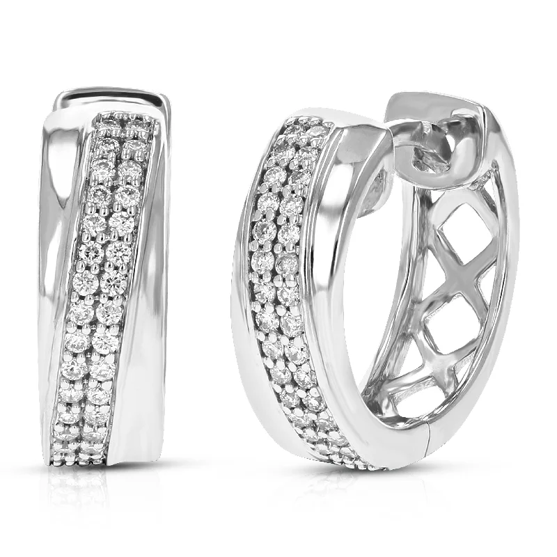Seasonal Jewelry Sale – Upgrade Your Style Today 1/4 cttw Round Lab Grown Diamond Hoop Earrings in .925 Sterling Silver Prong Set 2/5 Inch