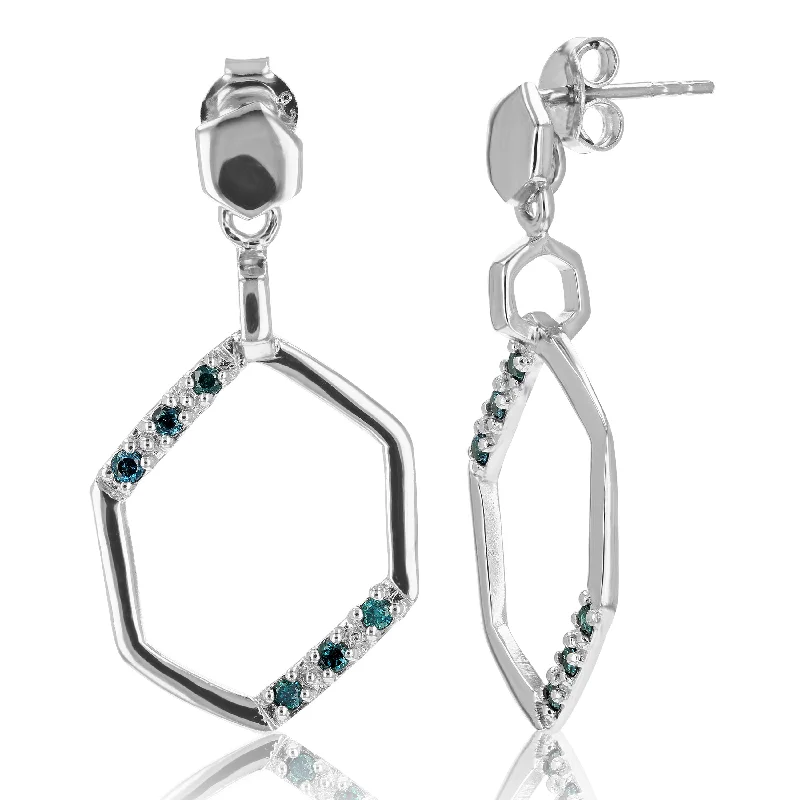 Limited-Stock Jewelry Sale – Once It's Gone, It's Gone 1/5 cttw Blue Diamond Dangle Earrings .925 Sterling Silver With Rhodium Plating Limited-Stock Jewelry Sale – Once It's Gone, It's Gone 1/5 cttw Blue Diamond Dangle Earrings .925 Sterling Silver With Rhodium Plating