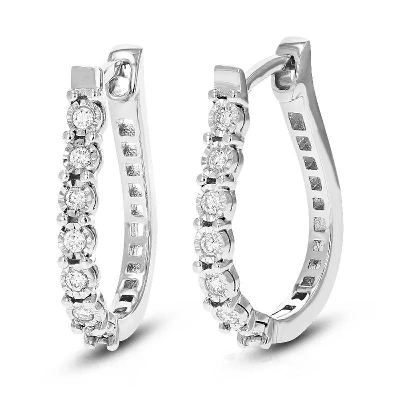 Huge Markdowns On Premium Jewelry Styles 1/5 cttw Round Lab Grown Diamond Hoop earrings crafted in .925 Sterling Silver with Prong Setting Huge Markdowns On Premium Jewelry Styles 1/5 cttw Round Lab Grown Diamond Hoop earrings crafted in .925 Sterling Silver with Prong Setting