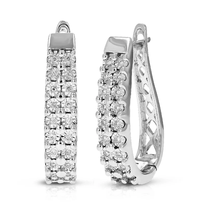 Romantic Heart-Shaped Jewelry For Special Gifts 1/6 cttw Round Cut Lab Grown Diamond Hoop Earrings in .925 Sterling Silver Prong Set 3/4 Inch Romantic Heart-Shaped Jewelry For Special Gifts 1/6 cttw Round Cut Lab Grown Diamond Hoop Earrings in .925 Sterling Silver Prong Set 3/4 Inch