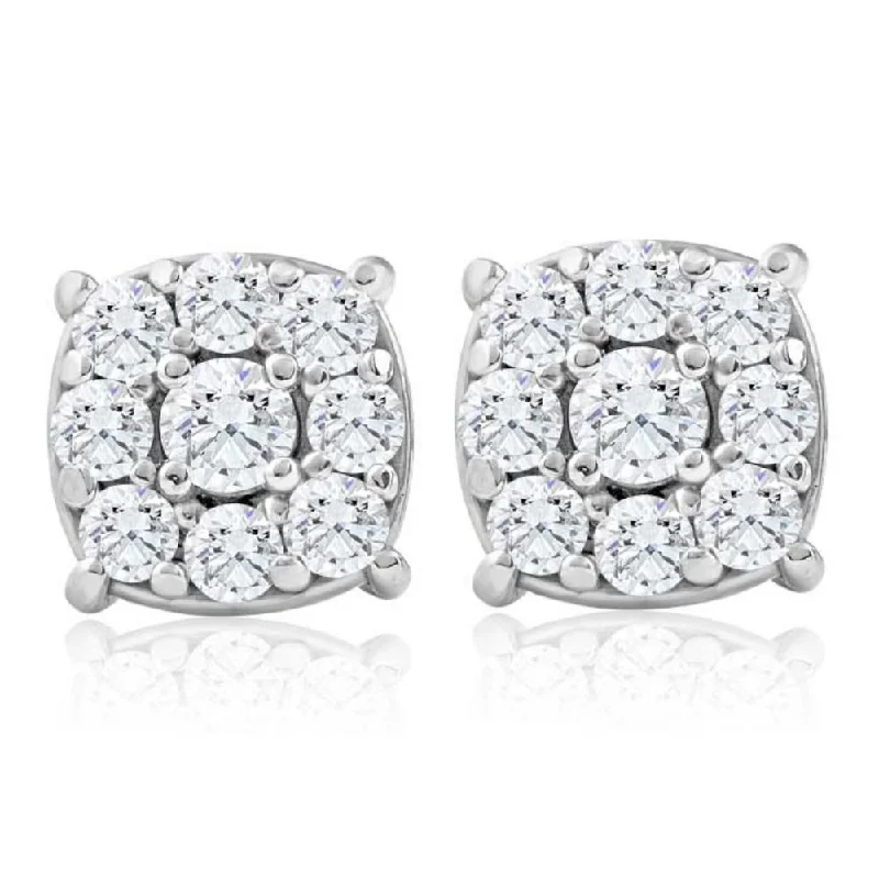 Huge Savings On Timeless Jewelry Collections 1 Ct TW Cushion Halo Studs 10k White Gold Women's Earrings Huge Savings On Timeless Jewelry Collections 1 Ct TW Cushion Halo Studs 10k White Gold Women's Earrings