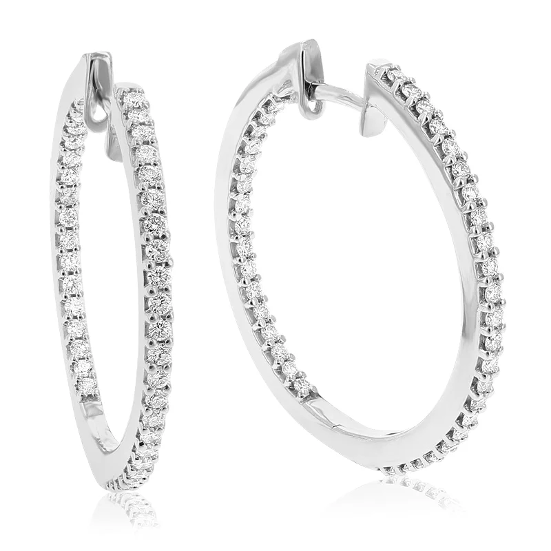 Limited-Time Offer On Premium Jewelry Collections 1 cttw Round Cut Lab Grown Diamond Hoop Earrings in .925 Sterling Silver Prong Set 1 Inch Limited-Time Offer On Premium Jewelry Collections 1 cttw Round Cut Lab Grown Diamond Hoop Earrings in .925 Sterling Silver Prong Set 1 Inch