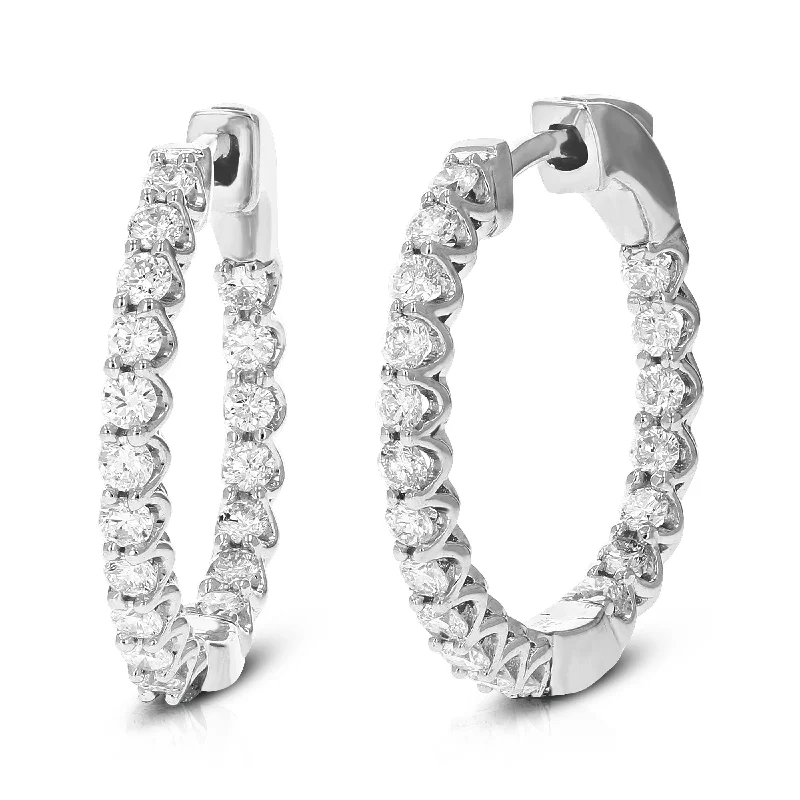 Shop Trending Jewelry With Exclusive Savings 1 cttw Round Cut Lab Grown Diamond Prong Set Hoop Earrings in .925 Sterling Silver 2/3 Inch Shop Trending Jewelry With Exclusive Savings 1 cttw Round Cut Lab Grown Diamond Prong Set Hoop Earrings in .925 Sterling Silver 2/3 Inch