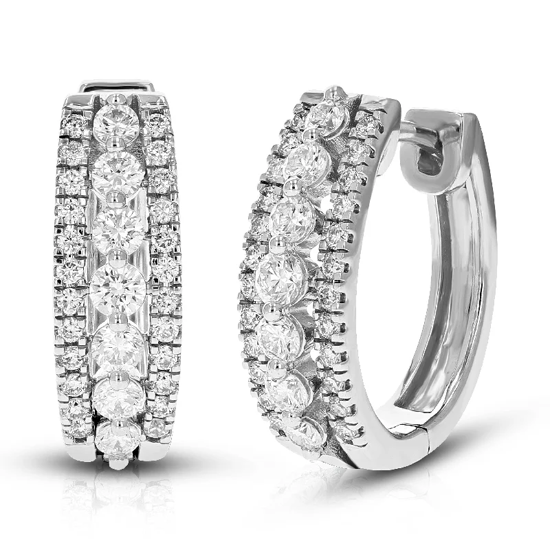 Fashion-Forward Geometric Jewelry For Contemporary Style 1 cttw Round Lab Grown Diamond .925 Sterling Silver Hoop EarringsProng Set 2/3 Inch Fashion-Forward Geometric Jewelry For Contemporary Style 1 cttw Round Lab Grown Diamond .925 Sterling Silver Hoop EarringsProng Set 2/3 Inch