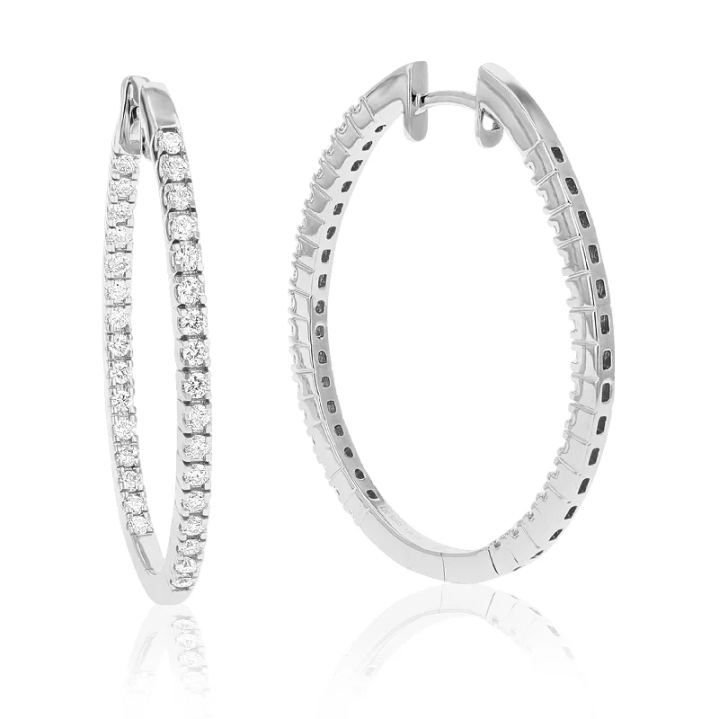 Seasonal Jewelry Sale – Upgrade Your Collection 1 cttw Round Lab Grown Diamond Hoop Earrings in .925 Sterling Silver Prong Set 1 1/4 Inch Seasonal Jewelry Sale – Upgrade Your Collection 1 cttw Round Lab Grown Diamond Hoop Earrings in .925 Sterling Silver Prong Set 1 1/4 Inch