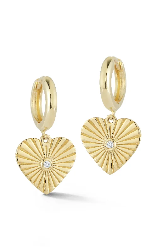 Shop Fine Jewelry With Exclusive Savings 14K Gold & Diamond Heart Huggie Earrings