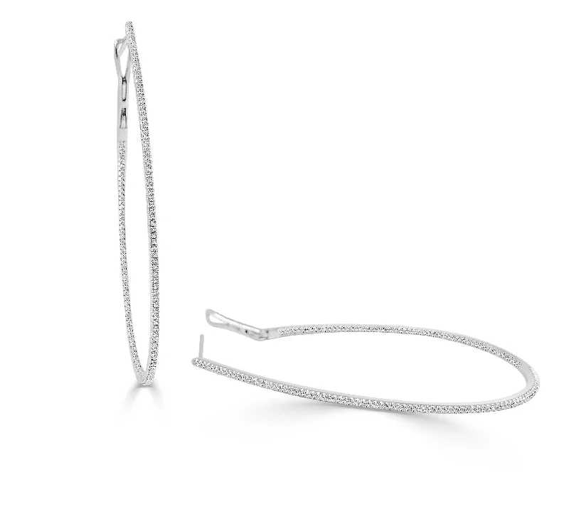 Personalized Jewelry At Special Discount Rates 14k Gold & Diamond Skinny Hoop Earrings 2-1/2" Personalized Jewelry At Special Discount Rates 14k Gold & Diamond Skinny Hoop Earrings 2-1/2"
