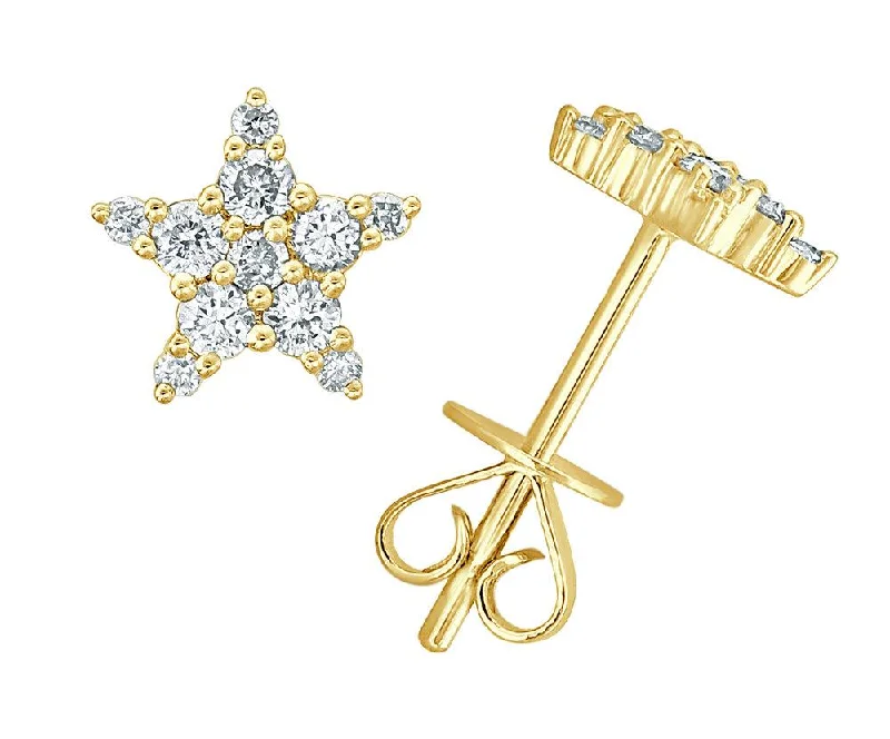 Chic And Stylish Jewelry At Exclusive Prices 14k Gold & Diamond Star Earrings