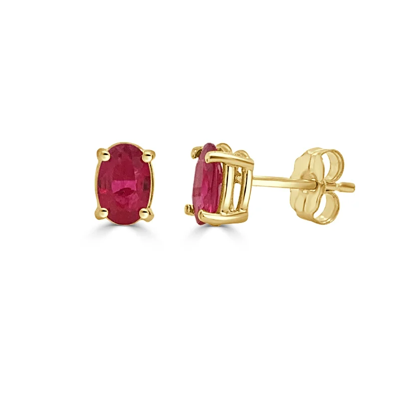 Shop Fine Jewelry With Exclusive Savings 14K Gold & Ruby Oval Studs