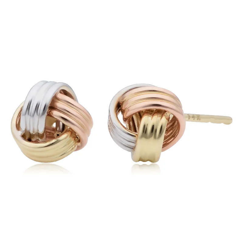 Huge Markdowns On Premium Jewelry Styles 14k Tri-Color Gold Love Knot Earrings
