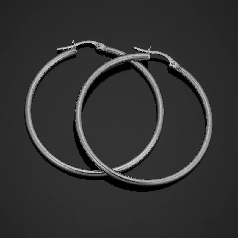 Get Your Favorite Jewelry At The Best Price 14k White Gold Hoop Earrings (2x35 mm) Get Your Favorite Jewelry At The Best Price 14k White Gold Hoop Earrings (2x35 mm)