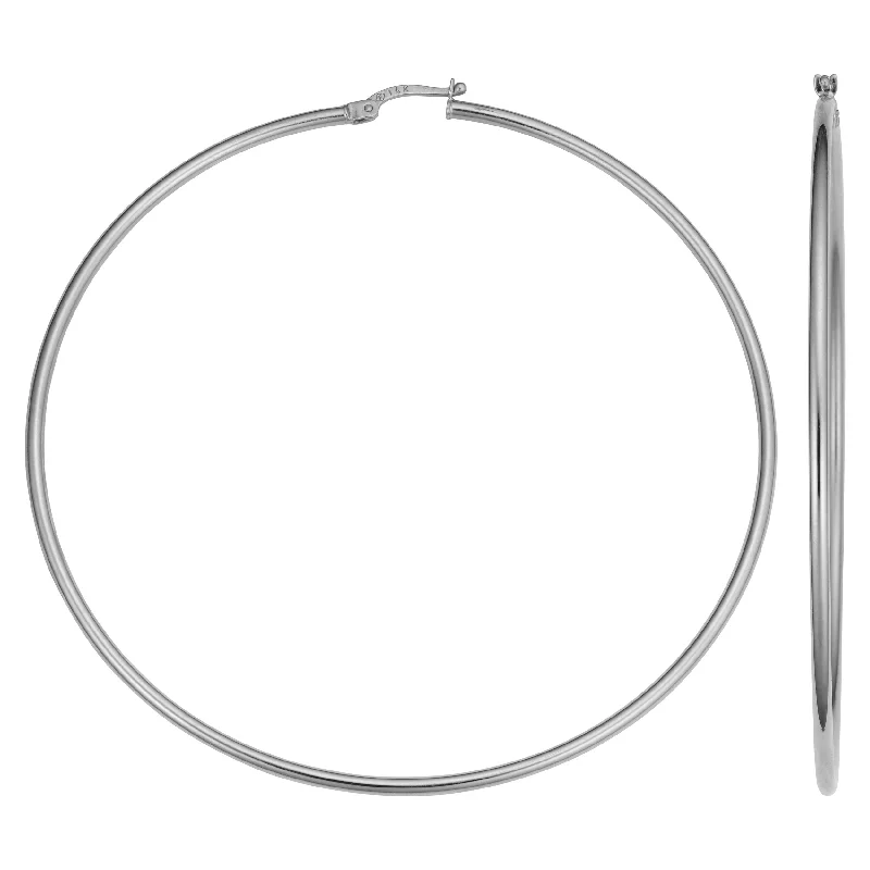 Special Sale On Handcrafted Jewelry – Shop Today 14k White Gold Large Hoop Earrings (2x70mm) Special Sale On Handcrafted Jewelry – Shop Today 14k White Gold Large Hoop Earrings (2x70mm)