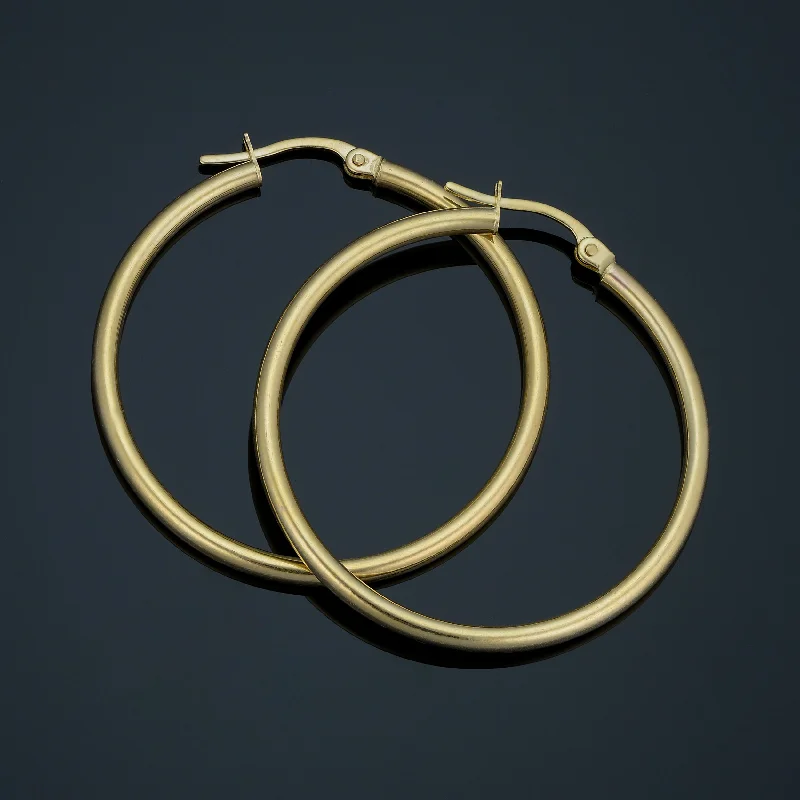 High-Quality Jewelry At A Fraction Of The Cost 14k Yellow Gold Hoop Earrings (2x30 mm) High-Quality Jewelry At A Fraction Of The Cost 14k Yellow Gold Hoop Earrings (2x30 mm)