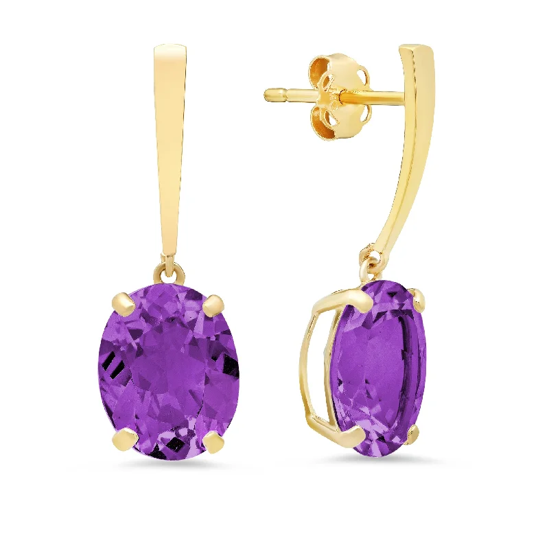 Accessorize For Less – Luxury Jewelry At Affordable Prices 14k Yellow Gold Solitaire Oval-Cut Gemstone Drop Earrings (10x8mm) Accessorize For Less – Luxury Jewelry At Affordable Prices 14k Yellow Gold Solitaire Oval-Cut Gemstone Drop Earrings (10x8mm)