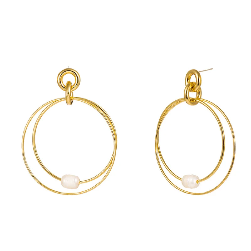 Elevate Your Jewelry Collection With Limited-Time Savings 18k Gold Double Ring Pearl Earrings Elevate Your Jewelry Collection With Limited-Time Savings 18k Gold Double Ring Pearl Earrings