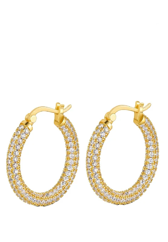 Premium Diamond Jewelry At Once-In-A-Lifetime Discounts 18K Gold Embellished hinged hoop earrings Premium Diamond Jewelry At Once-In-A-Lifetime Discounts 18K Gold Embellished hinged hoop earrings