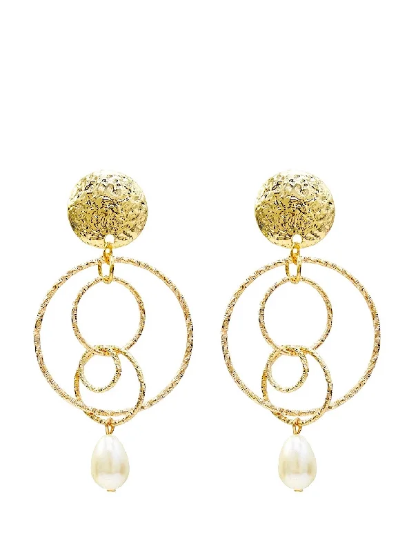 Trendy Minimalist Jewelry For Everyday Wear 18k Gold Multi Link Pearl Earrings