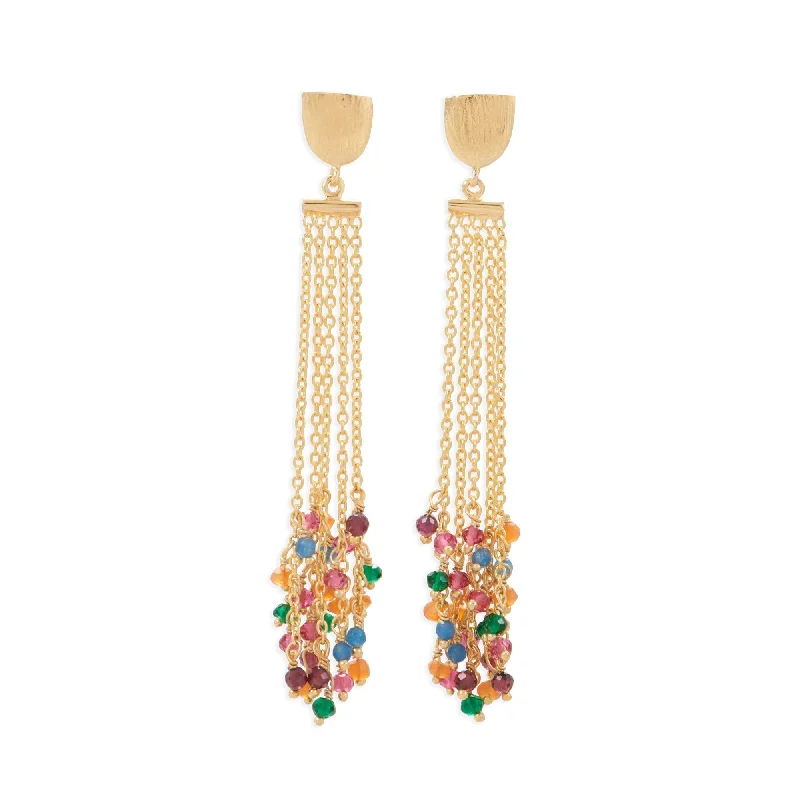 Shop High-Quality Jewelry At Jaw-Dropping Discounts 18k Gold Plated Multi Color Long Tassel Earrings Shop High-Quality Jewelry At Jaw-Dropping Discounts 18k Gold Plated Multi Color Long Tassel Earrings