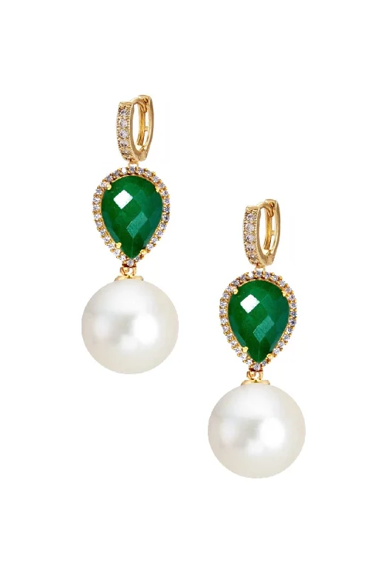 Celebrate Every Occasion With Sparkling Savings 18k Gold Ruby Embelished Pearl Drop Earrings Celebrate Every Occasion With Sparkling Savings 18k Gold Ruby Embelished Pearl Drop Earrings