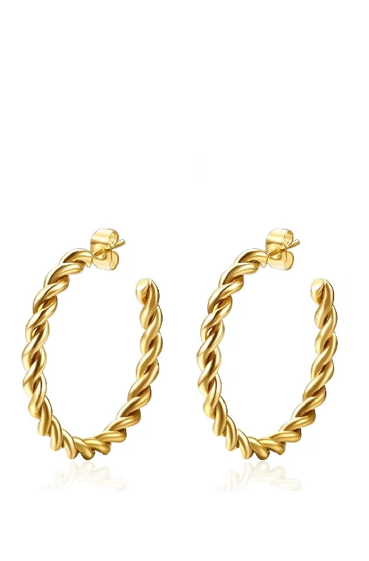 High-Quality Gemstone Jewelry For Special Occasions 18k Gold Twist Hoop Earrings
