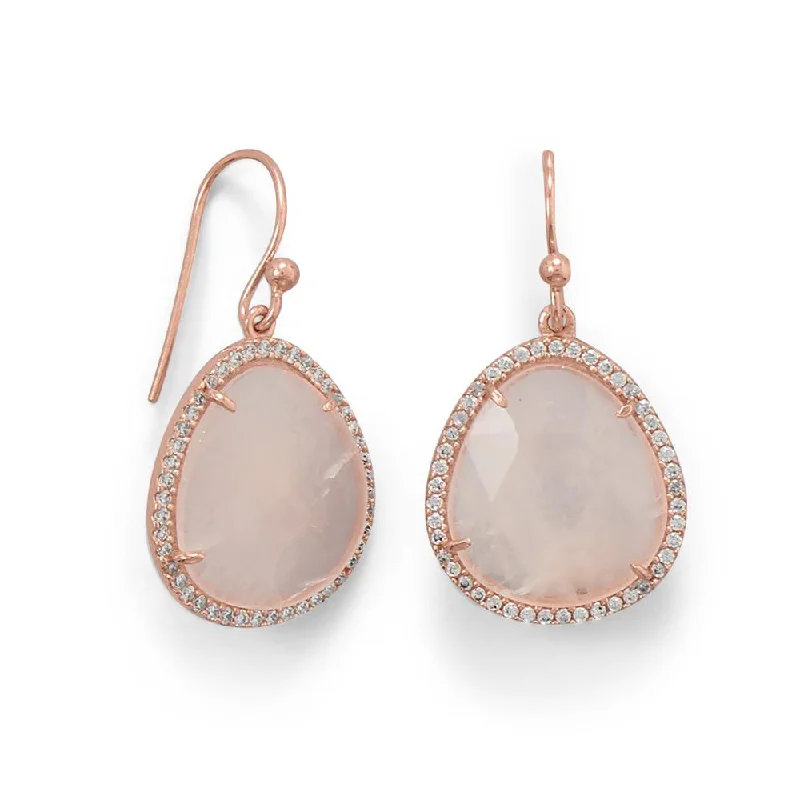 Dazzle In Elegance With Our Biggest Jewelry Sale 18k Rose Gold Plated Rose Quartz Oval Cz Drop Earrings Dazzle In Elegance With Our Biggest Jewelry Sale 18k Rose Gold Plated Rose Quartz Oval Cz Drop Earrings