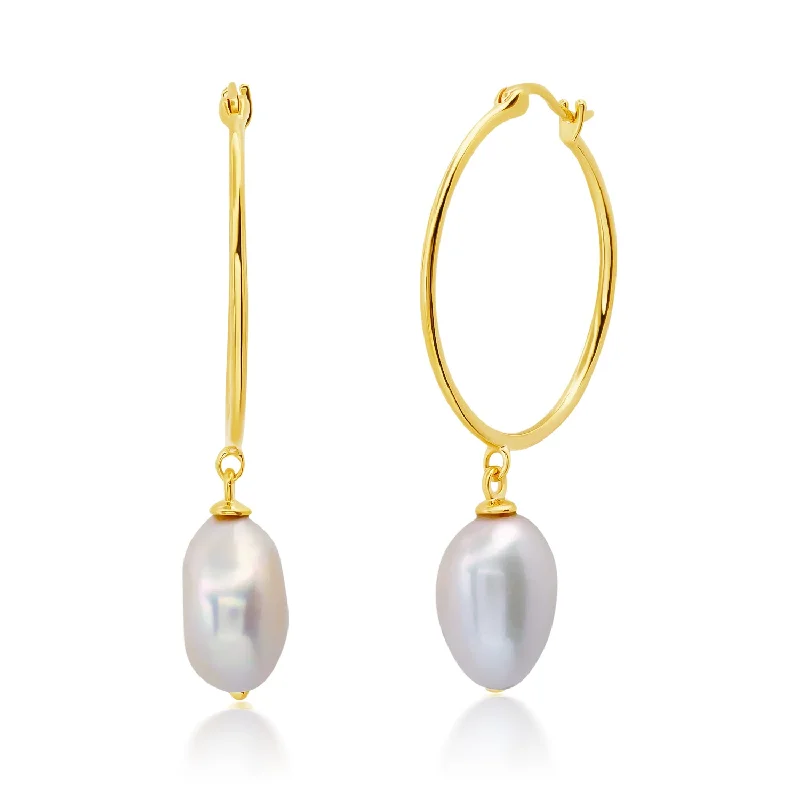 Don't Miss Out On Bestselling Jewelry At Special Prices 18K Yellow Gold Over Sterling Silver Vermeil Freshwater Cultured Pearl Hoops (26MM) Don't Miss Out On Bestselling Jewelry At Special Prices 18K Yellow Gold Over Sterling Silver Vermeil Freshwater Cultured Pearl Hoops (26MM)