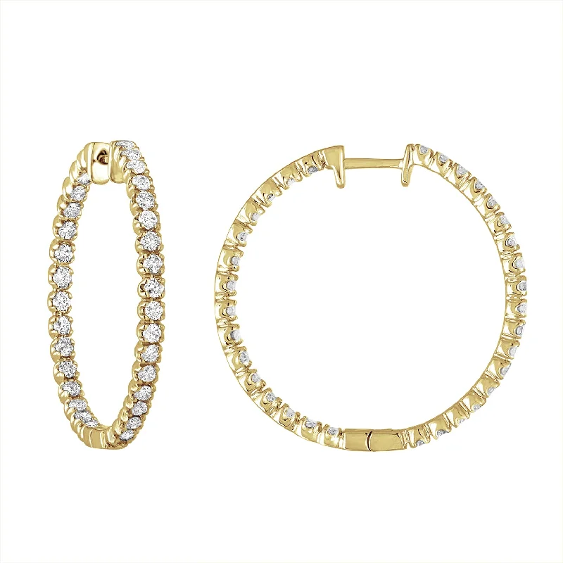Personalized Engraved Jewelry For Meaningful Gifts 2 cttw Diamond Inside Out Hoop Earrings 14K Yellow Gold Round Prong 1.25 Inch Personalized Engraved Jewelry For Meaningful Gifts 2 cttw Diamond Inside Out Hoop Earrings 14K Yellow Gold Round Prong 1.25 Inch