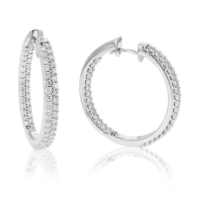 Exclusive Jewelry Sale – Limited-Time Discounts 2 cttw Round Cut Lab Grown Diamond Hoop Earrings in .925 Sterling Silver Prong Set 1 Inch Exclusive Jewelry Sale – Limited-Time Discounts 2 cttw Round Cut Lab Grown Diamond Hoop Earrings in .925 Sterling Silver Prong Set 1 Inch
