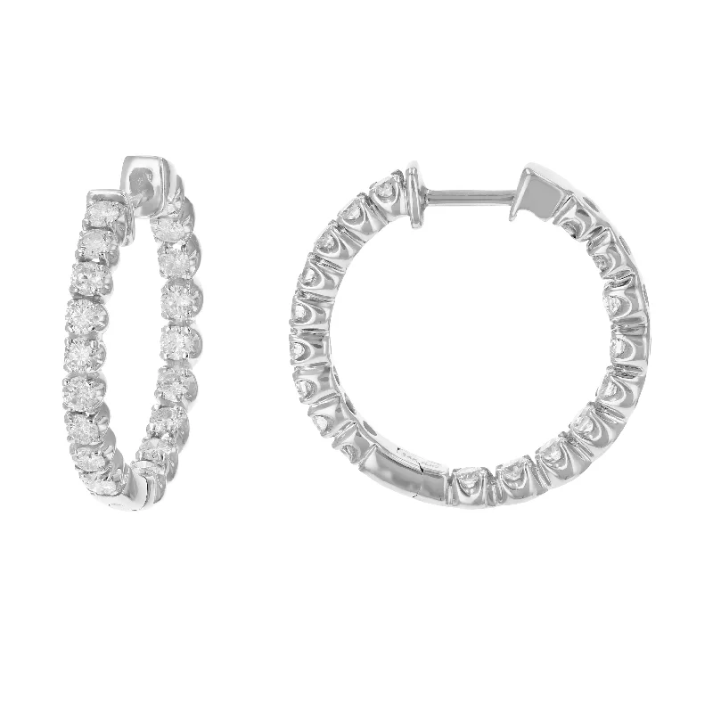 Buy More, Save More On Stunning Jewelry Designs 2 cttw SI2-I1 Certified Diamond Inside Out Hoop Earrings 14K White Gold 1 Inch Buy More, Save More On Stunning Jewelry Designs 2 cttw SI2-I1 Certified Diamond Inside Out Hoop Earrings 14K White Gold 1 Inch