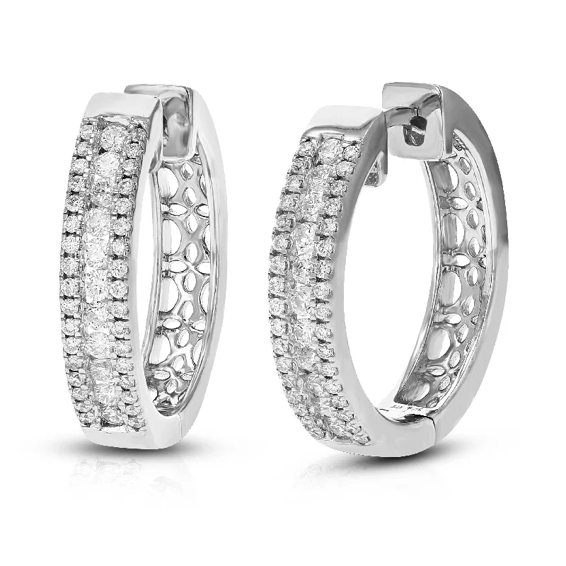 Your Dream Jewelry At Dream Prices 3/4 cttw 90 Stones SI2-I1 Clarity Round Lab Grown Diamond Hoop Earrings .925 Sterling Silver Channel Set 3/4 Inch Your Dream Jewelry At Dream Prices 3/4 cttw 90 Stones SI2-I1 Clarity Round Lab Grown Diamond Hoop Earrings .925 Sterling Silver Channel Set 3/4 Inch