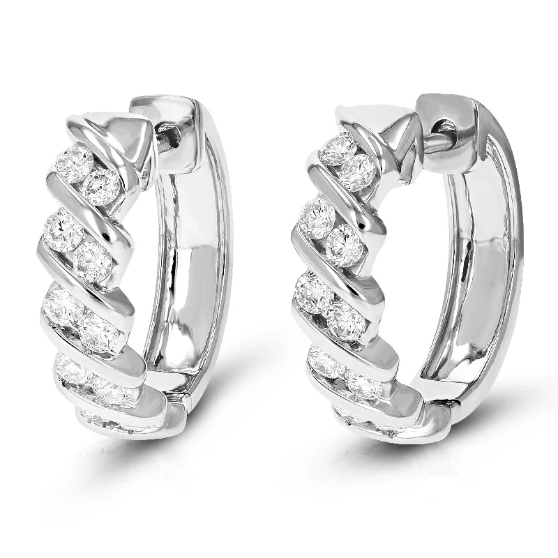 Premium Jewelry At Special Low Prices For A Limited Time 3/4 cttw Round Cut Lab Grown Diamond Hoop Earrings in .925 Sterling Silver Prong Set 2/3 Inch Premium Jewelry At Special Low Prices For A Limited Time 3/4 cttw Round Cut Lab Grown Diamond Hoop Earrings in .925 Sterling Silver Prong Set 2/3 Inch