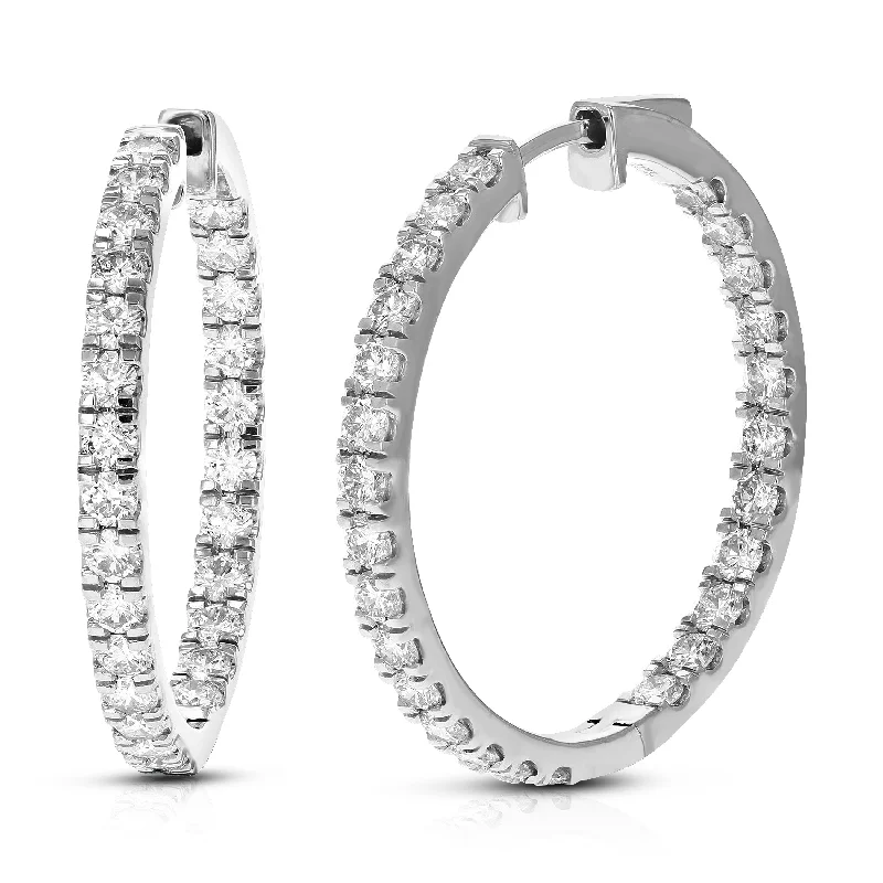 Personalized Jewelry At Special Discount Rates 3 cttw Round Cut Lab Grown Diamond Hoop Earrings in .925 Sterling Silver Prong Set 1 Inch Personalized Jewelry At Special Discount Rates 3 cttw Round Cut Lab Grown Diamond Hoop Earrings in .925 Sterling Silver Prong Set 1 Inch