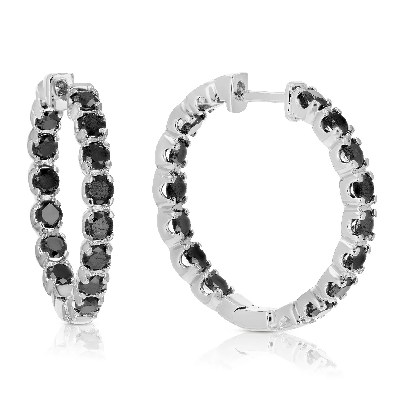 Trending Jewelry Now Available At Exclusive Prices 4 cttw Black Diamond Hoop Earrings in .925 Sterling Silver Inside Out 1 Inch Trending Jewelry Now Available At Exclusive Prices 4 cttw Black Diamond Hoop Earrings in .925 Sterling Silver Inside Out 1 Inch