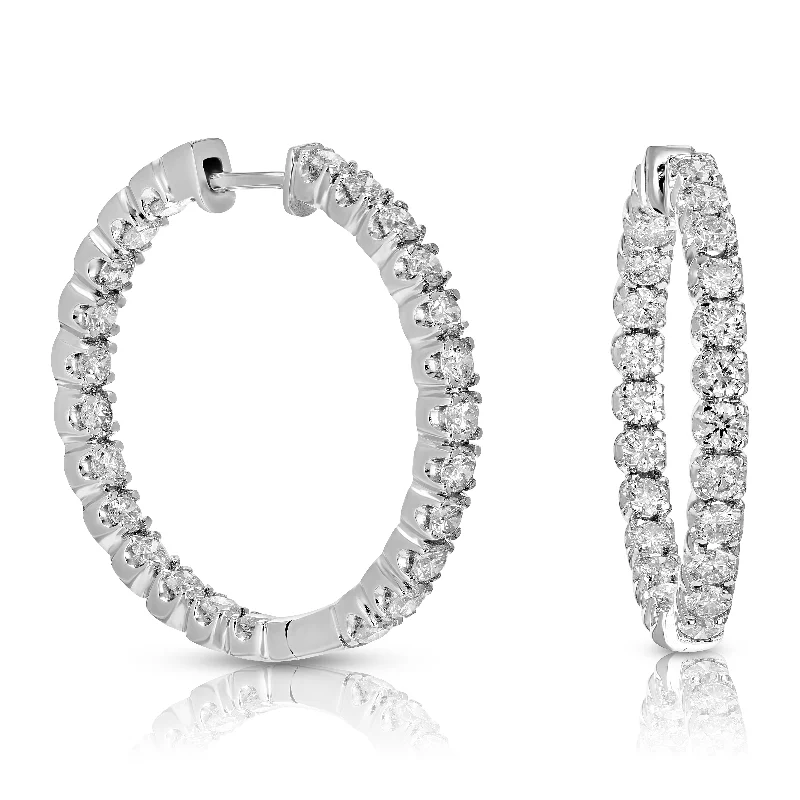 Shop Stylish Jewelry Now And Save Big 4 cttw Diamond Hoop Earrings 14K White Gold Round Prong Set 1.25 Inch Shop Stylish Jewelry Now And Save Big 4 cttw Diamond Hoop Earrings 14K White Gold Round Prong Set 1.25 Inch