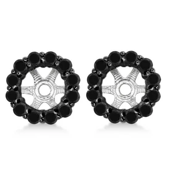 Exclusive Jewelry Sale – Shine For Less 5/8ct Treated Black Diamond Halo Earring Jackets Solid 14K White Gold (up to 6mm) Exclusive Jewelry Sale – Shine For Less 5/8ct Treated Black Diamond Halo Earring Jackets Solid 14K White Gold (up to 6mm)