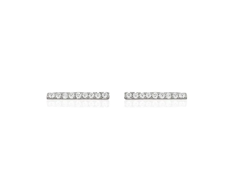 Trendy Minimalist Jewelry For Everyday Wear Bar Earrings (Small) White Gold