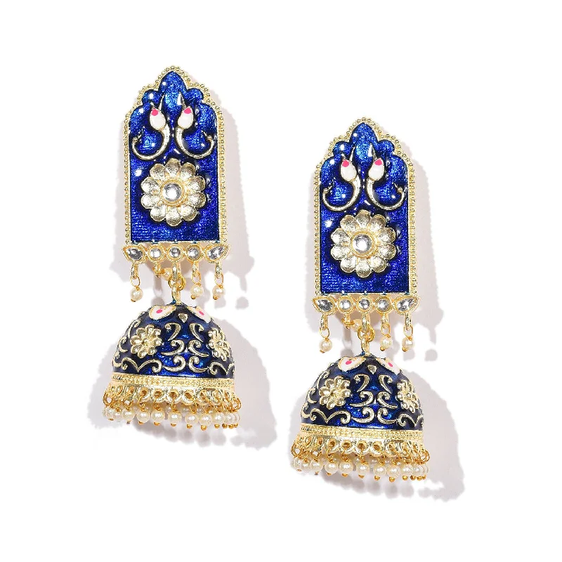 Don't Miss Out On Bestselling Jewelry At Special Prices Blue Color Royal Blue Meenakari Jhumkas For Women's Don't Miss Out On Bestselling Jewelry At Special Prices Blue Color Royal Blue Meenakari Jhumkas For Women's