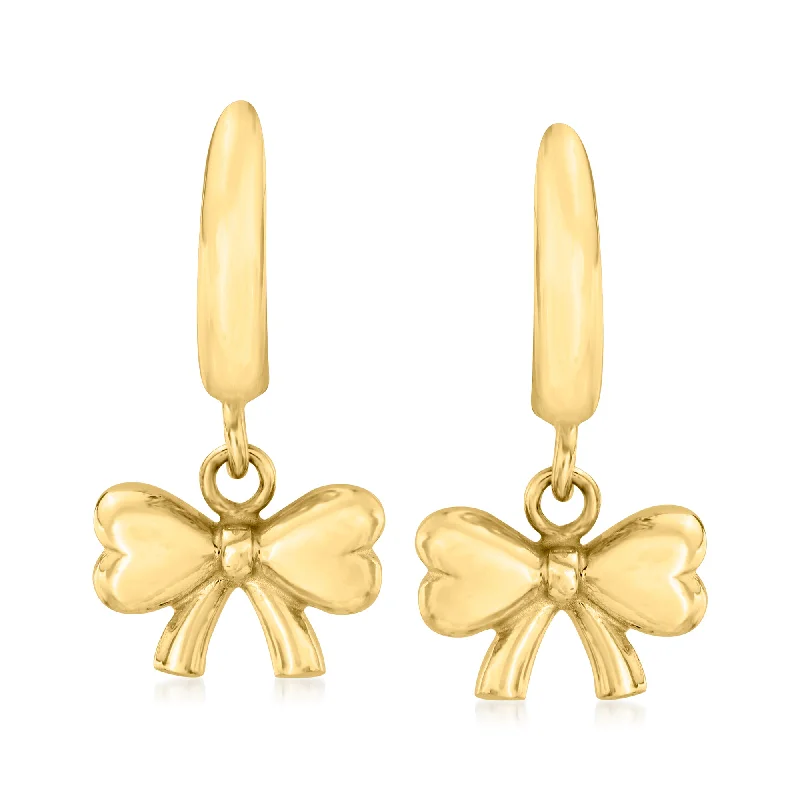 Luxury Jewelry Without The Luxury Price Tag Canaria 10kt Yellow Gold Bow Huggie Hoop Drop Earrings Luxury Jewelry Without The Luxury Price Tag Canaria 10kt Yellow Gold Bow Huggie Hoop Drop Earrings
