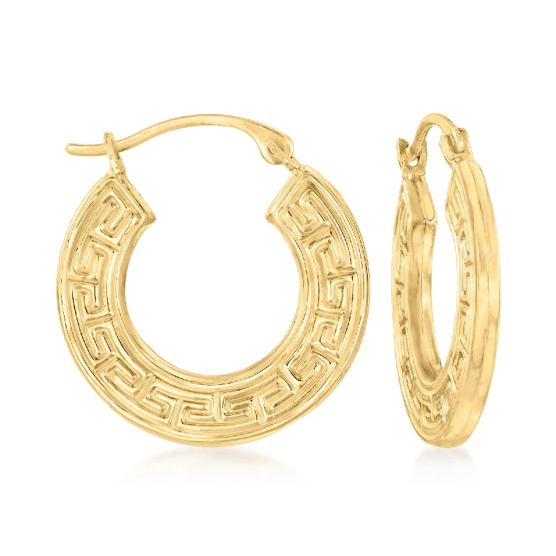 Classic And Modern Jewelry Styles On Sale Canaria 10kt Yellow Gold Greek Key Hoop Earrings Classic And Modern Jewelry Styles On Sale Canaria 10kt Yellow Gold Greek Key Hoop Earrings